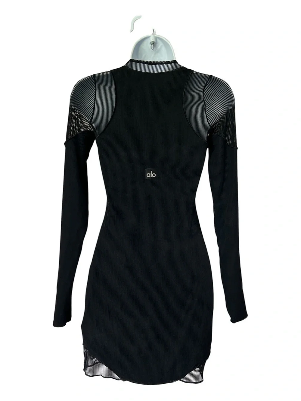 ALO Striped Mesh Synergy Long Sleeve Dress Black Women’s XS
